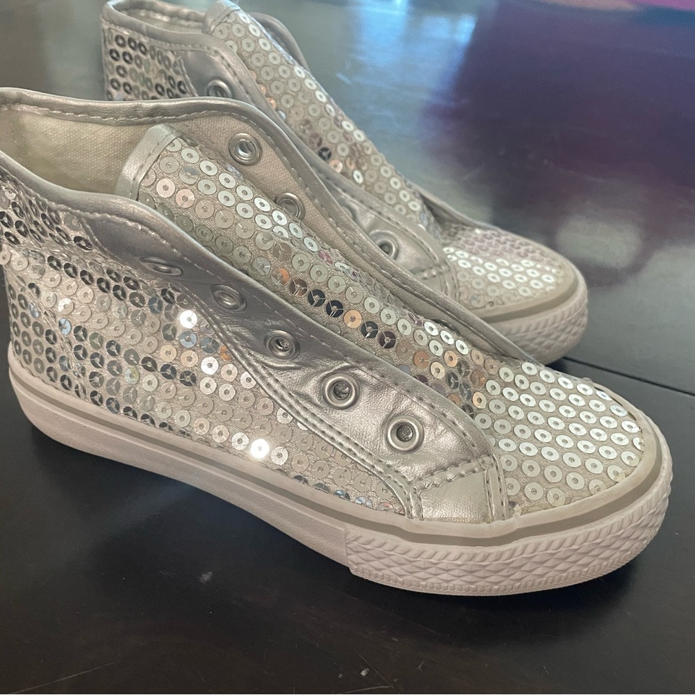 Balera silver sequin shoes. Missing laces